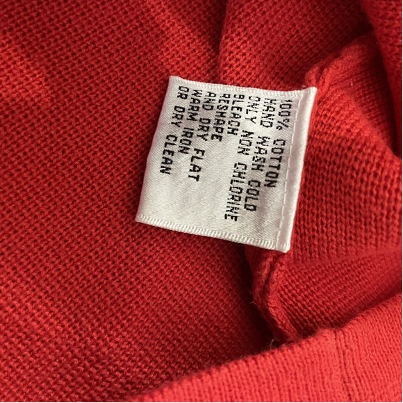 Vintage TALBOTS Womens Jacket Medium Red 100% Cotton Double Breasted Blazer Knit - Picture 6 of 7